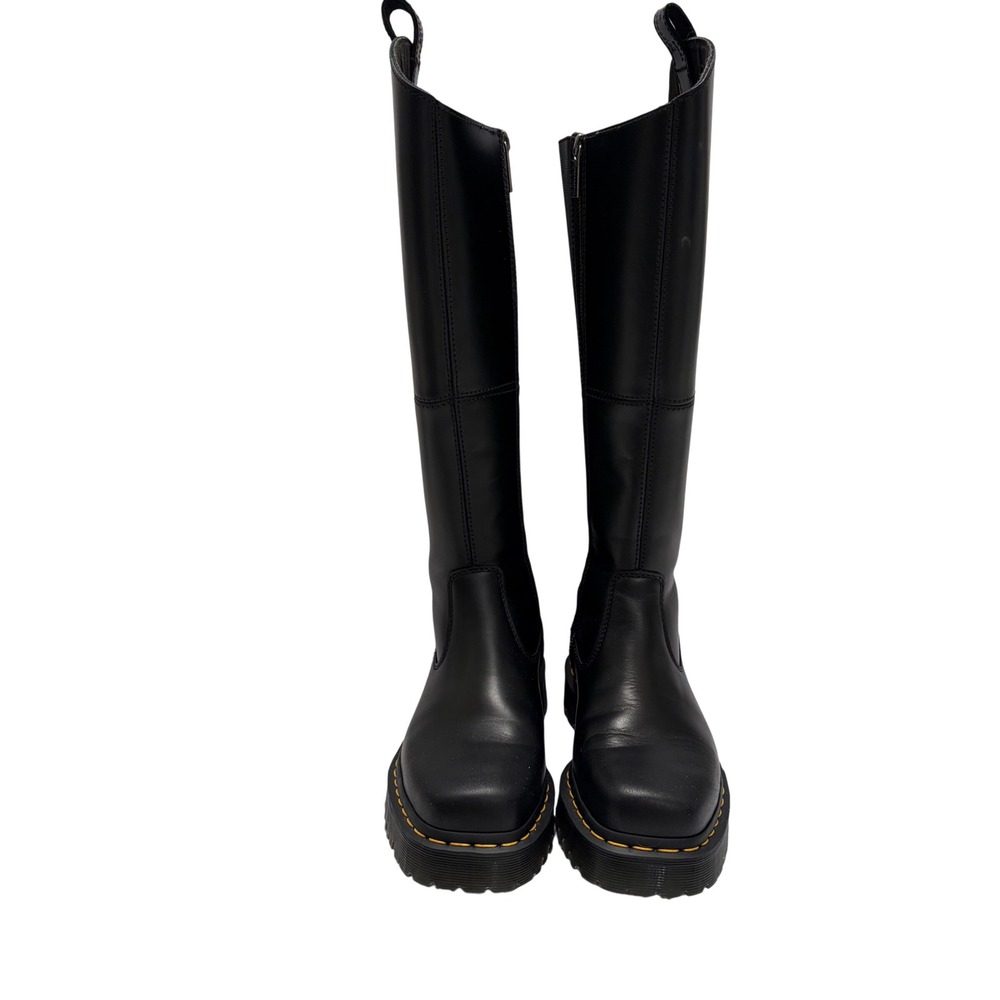 Dr. Martens Amaayah Hi Black Leather Square Toe Platform Knee High Boots Women 8 - Picture 3 of 12